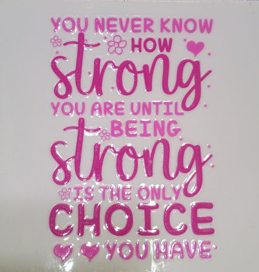 YOU NEVER KNOW HOW STRONG YOU ARE