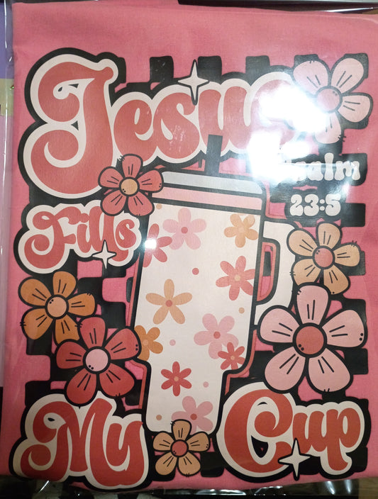 JESUS FILLS MY CUP PSALMS 23:5 PINK BAG